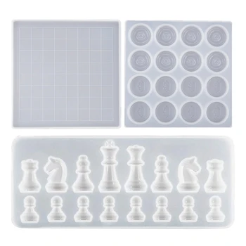 Șah Kit Silicon Mucegai Internaționale Piese de Șah Dame Tablă de șah UV Crystal Rășină Epoxidică Mucegai pentru a Meserii DIY Turnare Prea