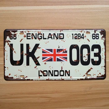 Retro Masina De Licență Plăci Londra Anglia 
