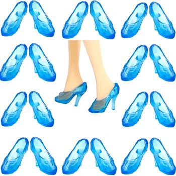NK Oficial 10 Perechi de Sandale cu Toc Imitatie de Poveste Pantofi de Cristal Moda Papusa Printesa Pantofi pentru Papusa Barbie Jucarii