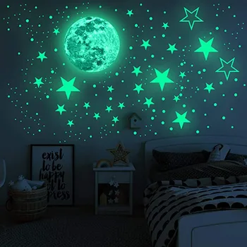 Luminos de Luna de Stele de Perete Autocolante Glow În Întuneric 3D Bubble Dot Stele Pentru Acasa, Camera pentru Copii Decor Plafon Fluorescente Autocolante de Perete