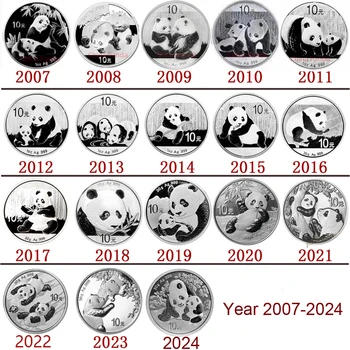 2007 - 2024 China Panda Monede de Argint Comemorative, Real Originală de Argint, Monede de Colectare, Anul Nou, Cadou de Crăciun Moneda de 10 de Yuani UNC