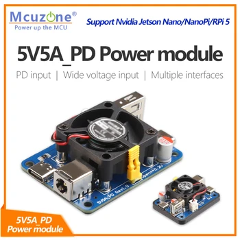 5V5A PD de alimentare,USB-C și USB-UN port dual Power module pentru Zmeura Pi5, suport USB-C PD (12V) sau DC5.5 intrare