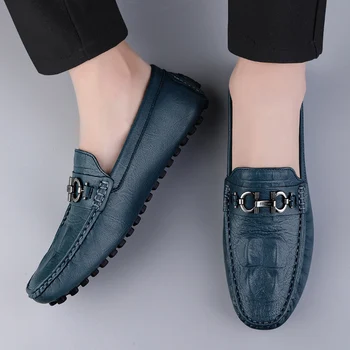 Designer de Mare Tendință de Piele de Moda pentru Barbati Pantofi Casual Mocasini Bean Pas În Pantofi Moi de Cauciuc Unic Conducere Încălțăminte Pantof