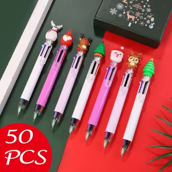 50Pcs 6-culoare Pix de Desene animate de Crăciun Serie de Creație din Cauciuc Moale de Culoare Drăguț Mână Pixuri Pixuri Cadou Student Stationey