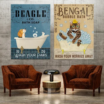 Beagle & Co săpun de baie a fost înființată în 1959 să se spele labele, Bengali baie cu bule est 1969 spele necazurile tale poster dec