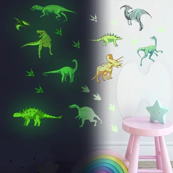 Zollor Luminos Dinozaur și Urme de Dinozaur Autocolant Perete Dormitor camera Copiilor Creativitatea Fluorescente Decorare Autocolant