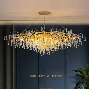 Franceză golden LED plafon de cristal candelabru modern aliaj de aluminiu filiala picătură candelabru interior living de lux de iluminat