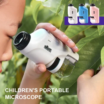 60X-120X Mini Laborator Microscop Kit Portabil pentru Copii Microscoape cu Lumină LED cu Suport pentru Telefon de Învățământ de Știință, Echipamente pentru Copil
