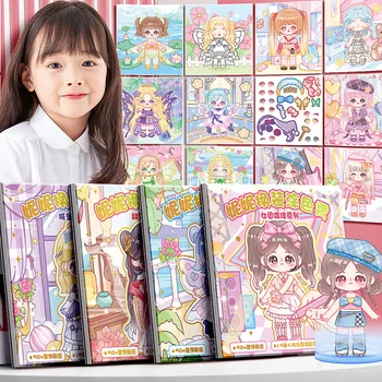 Educaționale Carte de Colorat pentru Copii, cu Autocolante Fete Printesa Dressing Up Set de Desen de BRICOLAJ, Cărți de Pictură Artă